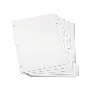 DIVIDERS, LABEL, CUSTOMIZABLE,  Self-Stick, 5-Tab, Letter, White, 25 Sets