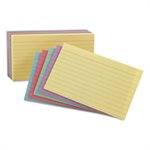 INDEX CARDS, Ruled, 5" x 8", Blue / Violet / Canary / Green / Cherry, 100 / Pack