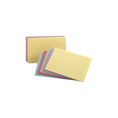 INDEX CARDS, Ruled, 3" x 5", Blue / Violet / Canary / Green / Cherry, 100 / Pack