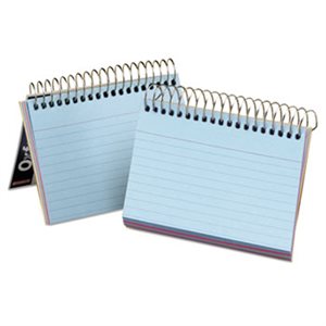 INDEX CARDS, SPIRAL,  3" X 5", ASSORTED COLORS, 50 CARDS