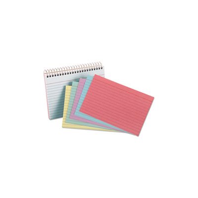 INDEX CARDS, Spiral, 4" x 6", ASSORTED COLORS, 50 Cards