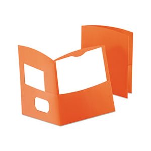 FOLDER, Contour, Two-Pocket, Recycled Paper, 100-Sheet Capacity, Orange