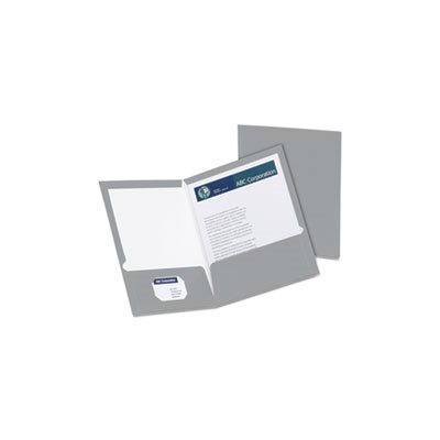 FOLDER, High Gloss, Laminated, Paperboard, 100-Sheet Capacity, Gray, 25 / Box