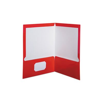 FOLDER, High Gloss, Laminated, Paperboard, 100-Sheet Capacity, Red, 25 / Box