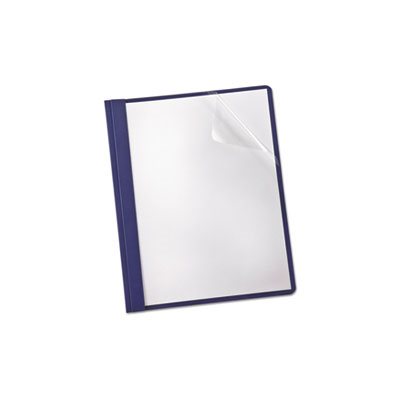 REPORT COVER, CLEAR FRONT, Linen Finish, 3 Fasteners, Letter, CLEAR / Navy, 25 / Box