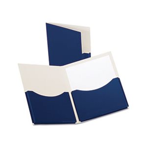 FOLDER, PAPER, Double Stuff, Gusseted, 2-Pocket, Laminated, 200-Sheet Capacity, Navy, 20 / BOX