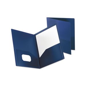 FOLDER, Poly, Twin-Pocket, 100-Sheet CAPACITY, Opaque Dark Blue