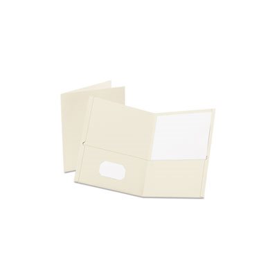 FOLDER, Twin-Pocket, Embossed Leather Grain Paper, White, 25 / Box