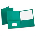 FOLDER, Twin-Pocket, Embossed Leather Grain Paper, Teal, 25 / Box
