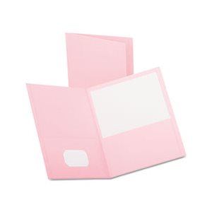 FOLDER, TWO POCKET, Embossed, Leather Grain Paper, Pink, 25 / Box