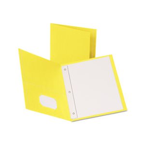 FOLDER, Twin-Pocket, 3 Fasteners, Letter, .5" Capacity, Yellow, 25 / Box