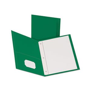 FOLDER, Twin-Pocket, 3 Fasteners, Letter, .5" Capacity, Green, 25 / Box