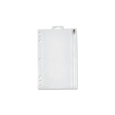 BINDER, POCKET, Zippered, Ring, 9.5" x 6", Clear