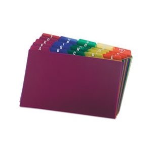 INDEX Card Guides, A-Z, 1 / 5 Tab, Polypropylene, 5" x 8", ASSORTED COLORS, 25 / Set