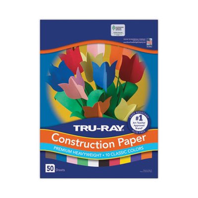 CONSTRUCTION PAPER, Tru-Ray, 76lbs, 9" x 12", Assorted COLORS, 50 Sheets / Pack