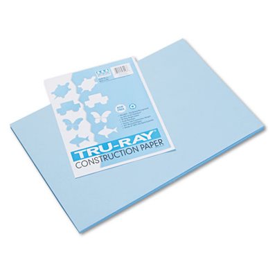 CONSTRUCTION PAPER, Tru-Ray, 76lbs, 12" x 18", Sky Blue, 50 Sheets / Pack