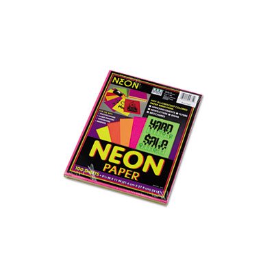 PAPER, COLORED, BOND, Array, 24lb, 8.5" x 11", Assorted Neon, 100 Sheets / Pack