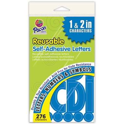 LETTERS, SELF-ADHESIVE, REMOVABLE & REPOSITIONABLE, 1" & 2", BLUE, 276 CHARACTERS STICK BLUE