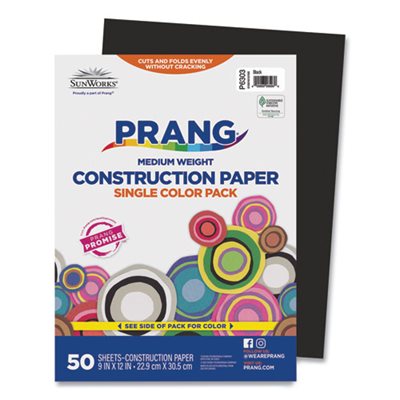 Construction Paper, 58lbs, 9" x 12", Black, 50 Sheets / Pack