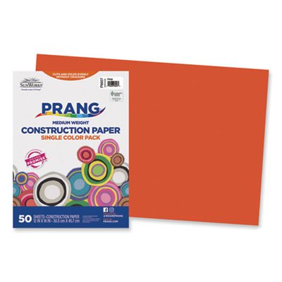 Construction Paper, Sunworks, 58lbs, 12" x 18", Orange, 50 Sheets / Pack