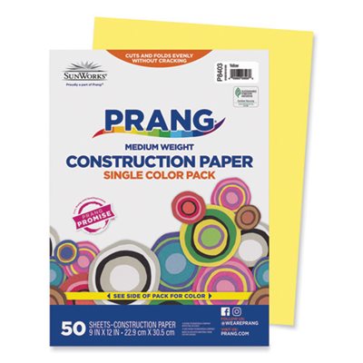 Construction Paper, SUNWORKS, 58lbs., 9" x 12", Yellow, 50 Sheets / Pack