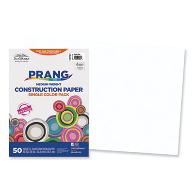 Construction Paper, SUNWORKS, 58lbs, 12" x 18", Bright White, 50 Sheets / Pack