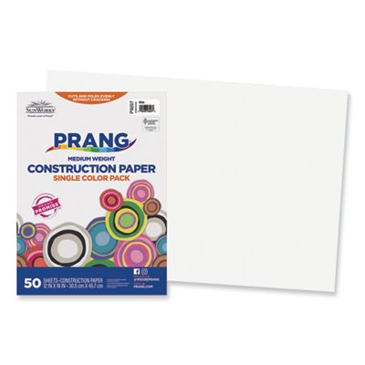 Construction Paper, SUNWORKS, 58lbs, 12" x 18", White, 50 Sheets / Pack