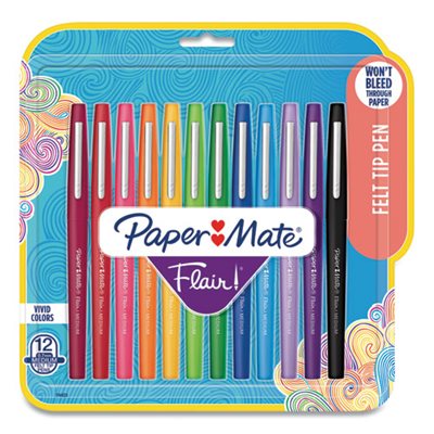 PEN, POINT GUARD, FLAIR BULLET, ASSORTED INK, .7MM, 12 / SET