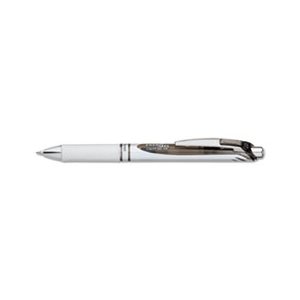 PEN, RETRACTABLE, LIQUID GEL, EnerGel RTX, .7mm, White / Black Barrel, Black Ink