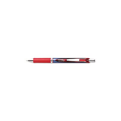 PEN, RETRACTABLE, LIQUID GEL, EnerGel RTX, .5mm, Silver / Red Barrel, Red Ink