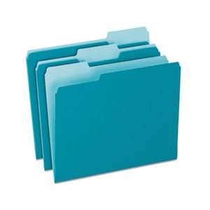 FILE FOLDER, Colored, 1 / 3 Cut Top Tab, Letter, Teal / Light Teal, 100 / Box