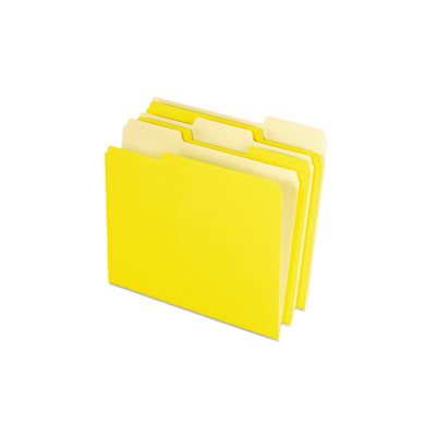 FILE FOLDER, Colored, 1 / 3 Cut Top Tab, Letter, Yellow, Light Yellow, 100 / Box