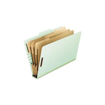 FILE FOLDER, Eight-Section, Pressboard, Letter, 2 / 5 Tab, Green, 10 / Box