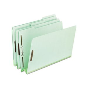 FASTENER FOLDER, Pressboard, TWO Fasteners, 3" Expansion, 1 / 3 Tab, Letter, Green, 25 / Box