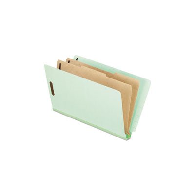 CLASSIFICATION FOLDER, W /  2 DIVIDERS, Pressboard, End Tab, Legal, 6 Section, Pale Green, 10 / Box