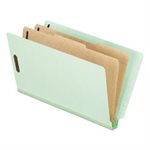 CLASSIFICATION FOLDER, W /  2 DIVIDERS, Pressboard, End Tab, Legal, 6 Section, Pale Green, 10 / Box