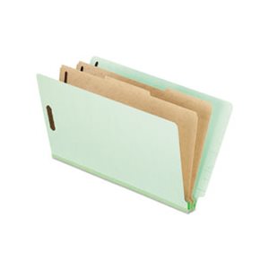 CLASSIFICATION FOLDER, W /  2 DIVIDERS, Pressboard, End Tab, Legal, 6 Section, Pale Green, 10 / Box