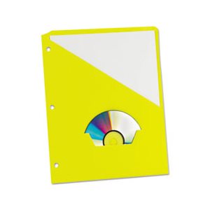 POCKET PROJECT FOLDERS, Essentials Slash, 3 Holes, Letter, Yellow, 25 / Pack