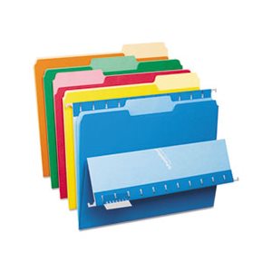 FILE FOLDERS, Interior, 1 / 3 Cut Top Tab, Letter, Bright Assortment, 100 / Box