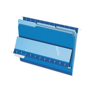 FILE FOLDERS, Interior, 1 / 3 Cut Top Tab, Letter, Blue 100 / Box