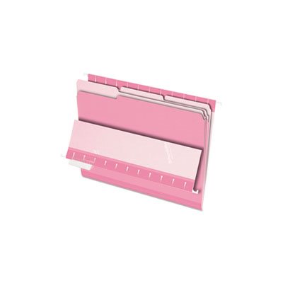 FILE FOLDERS, Interior, 1 / 3 Cut Top Tab, Letter, Pink, 100 / Box