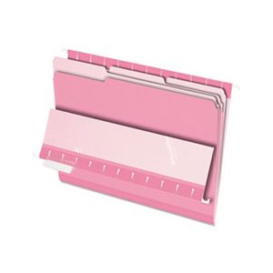 FILE FOLDERS, Interior, 1 / 3 Cut Top Tab, Letter, Pink, 100 / Box