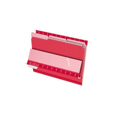 FILE FOLDERS, INTERIOR, 1 / 3 Cut Top Tab, Letter, Red, 100 / Box