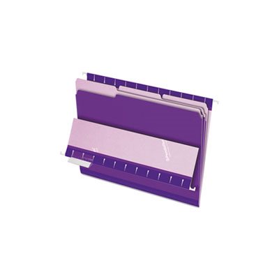 FILE FOLDERS, Interior, 1 / 3 Cut Top Tab, Letter, Violet, 100 / Box