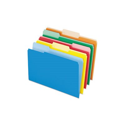 FILE FOLDERS, Interior, 1 / 3 Cut Top Tab, Legal, Bright Assorted, 100 / Box