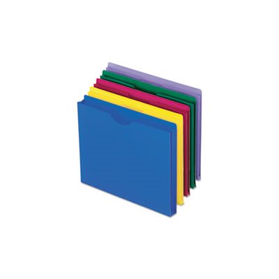 FILE JACKETS, Expanding, Letter, Poly, Blue / Green / Purple / Red / Yellow, 10 / Pack