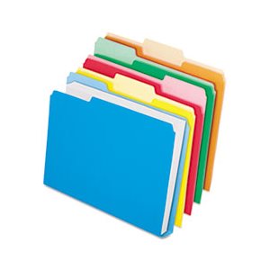 FILE FOLDERS, Double Stuff, 1 / 3 Cut, Letter, Assorted, 50 / Pack