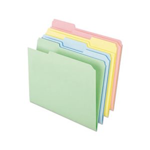 FILE FOLDERS, Pastel, Color, 1 / 3 Cut Top Tab, Letter, Assorted, 100 / Box