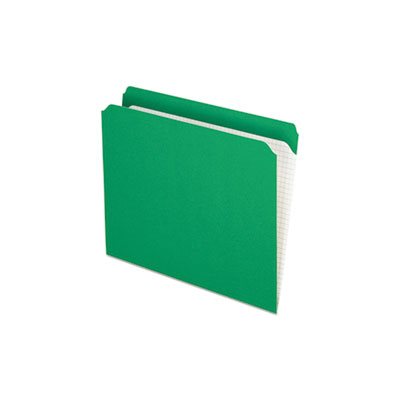 FILE FOLDERS, Reinforced, Top Tab, Straight Cut, Letter, Bright Green, 100 / Box