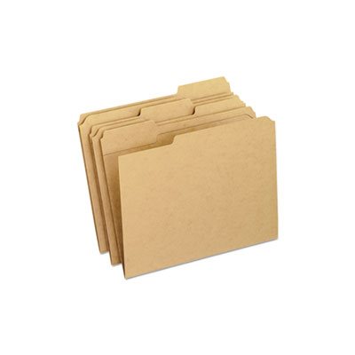 Two-Ply Dark Kraft File Folders, 1 / 3 Cut Top Tab, Letter, Brown, 100 / Box